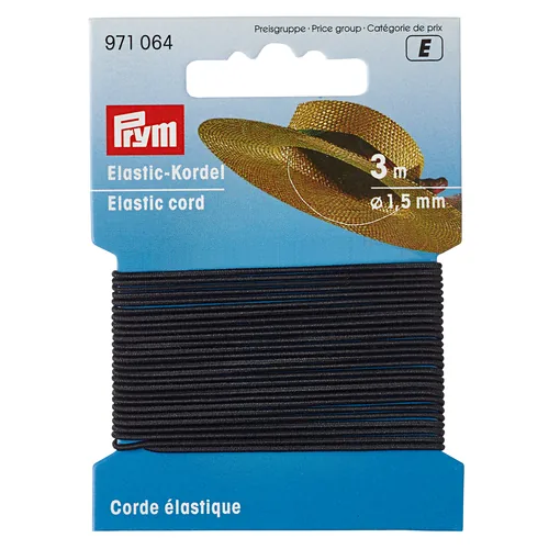Prym Elastikband Kordel 1.5 mm, Schwarz - Verpackungseinheit: 1 Stück - Detailfarbe: Schwarz - Produkttyp: Elastikband