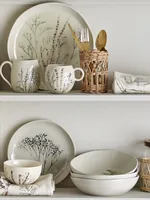 Bloomingville Speise-Service Bea 12-teilig, Nature - Material: Steingut - Teller Typ: Speise-Service - Detailfarbe: Nature - Form: Rund