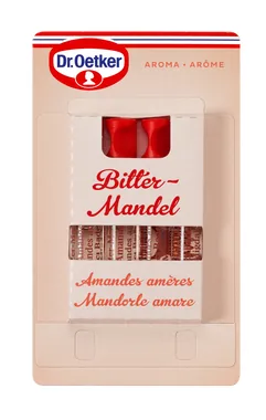 Dr.Oetker Aroma Bitter Mandel 4 x 2 ml - Nachhaltigkeit: Nicht angegeben - Packungsgrösse: 8 ml - Geschmacksrichtung: Mandel - Fairtrade: Nein
