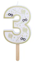 PME Zahlenkerze Harry Potter Nr. 3 - Detailfarbe: Weiss - Packungsgrösse: 1 Stück - Anlass: Geburtstag - Motiv: Harry Potter