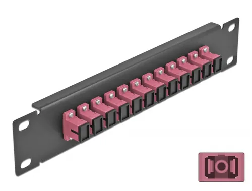 DELOCK 10"" LWL Patchpanel 12 Port SC Simplex violett 1HE