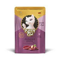 KITTY Cat Nassfutter KittyCat Paté Pouch Fasan, Ente 85 g - Tierbedürfnis: Kein besonderes Bedürfnis - Geschmacksrichtung: Geflügel - Zertifikate: Keine Zertifizierung - Fleischsorte: Fasan - Ente - Packungsgrösse: 85 g - Futtereigenschaft: Getreidefrei -