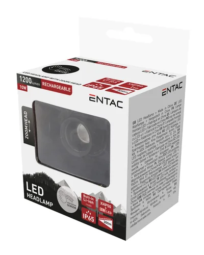 Entac Stirnlampe Zoom mit Akku 10W Handbewegungsensor