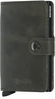 SECRID Portemonnaie Miniwallet Vintage Olive Black - Münzfach: Nein - RFID-Schutz: Ja - Farbe: Schwarz - Olivgrün - Material: Leder - Aluminium - Verschluss: Druckknöpfe - Slider