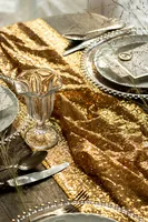 Partydeco Tischläufer Pailetten 30 x 500 cm, Gold, 1 Stück - Material: Polyester (PES) - Produktart: Tischläufer - Motiv: Party - Detailfarbe: Gold - Breite: 30 cm - Länge: 500 cm