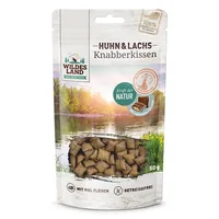 Wildes Land Katzen-Snack Knabberkissen Huhn und Lachs 50 g - Snackart: Leckerli - Tierbedürfnis: Kein besonderes Bedürfnis - Packungsgrösse: 50 g - Produkttyp: Ergänzungsfutter - Fleischsorte: Huhn - Lachs - Tierart: Katze