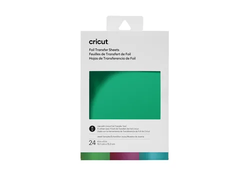 Cricut Transferfolie 10.1 x 15.2 cm, 24 Blatt - Geeignet für Drucker: Nein - Detailfarbe: Aqua - Dunkelviolett - Grün - Aussenanwendung: Ja - Selbstklebend: Nein - Aufbügelbar: Nein - Folientyp: Transferfolie