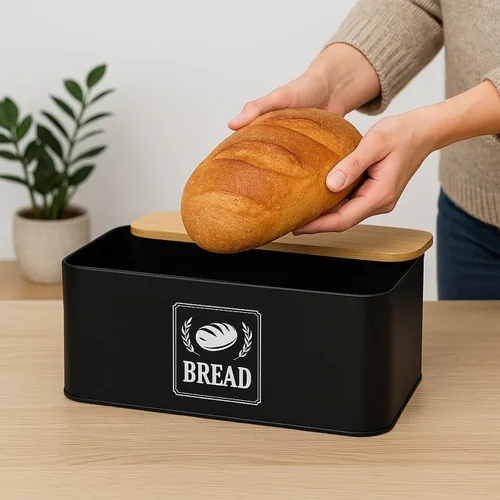 relaxdays Brotkasten Retro Weiss - Material: Eisen - Holz - Detailfarbe: Hellbraun - Weiss - Inkl. Schneidebrett: Nein