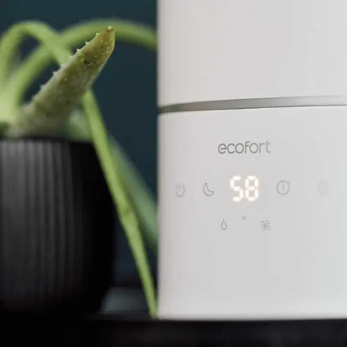 Ecofort Luftbefeuchter ecoQ HumidAir U400+ 55 m² - Typ: Luftbefeuchter - Funktionen: Automatikmodus - Beduften - Befeuchten - Einstellbarer Nebelauslass - Fernsteuerung über App - Hygrostat - Stimmungslicht - Timerfunktion - Ultraschallverneblung - WLAN-V