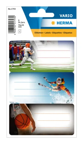 Herma Stickers Schuletiketten Sport 3 Blatt / 9 Sticker - Produkttyp Bucheinbandprodukte: Schuletiketten - Detailfarbe: Mehrfarbig