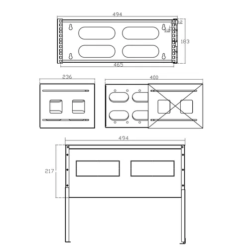 InLine 19104D Rack 4U Wandmontiertes Regal Grau
