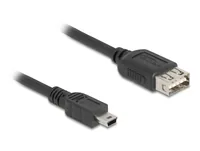 Delock USB 2.0-Kabel USB A - Mini-USB B 0.5 m - Kabeltyp: Anschlusskabel - Detailfarbe: Schwarz - USB Standard: 2.0 (480 Mbps) - Länge: 0.5 m - USB Anschluss 2 (Endgerät): Mini-USB B - Geschlecht Anschluss 2 (Endgerät): Female (Buchse)