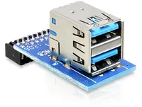 Delock USB 3.0 Adapter USB-Pinheader - USB-A Buchse - Detailfarbe: Blau - USB Standard: 3.0/3.1/3.2 Gen 1 (5 Gbps) - Winkelstecker: Nein - Steckertyp Seite B: USB-A Buchse - Besondere Eigenschaften: Keine - Steckertyp Seite A: USB-Pinheader