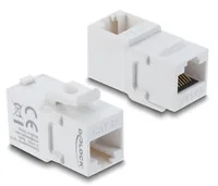 Delock Keystone-Modul Kupplung RJ45 Buchse zu Buchse 90° - Modultyp: Keystone - Anschluss Front: Buchse RJ-45 - Anschluss Rück: Buchse RJ-45 - Medientyp: Netzwerk - Schirmung: Nein - Detailfarbe: Weiss