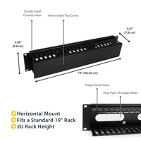 StarTech.com Horizontal 2U Server Rack Cable Management Finger Duct w/ Cover - 19" Network Rack Wire Duct Raceway Panel - Slotted Wire Duct