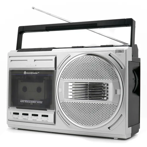 soundmaster Radio RR20SI Silber - Widerstandsfähigkeit: Keine Angabe - Radio Tuner: FM - Stromversorgung: Akkubetrieb - Netzbetrieb - Detailfarbe: Silber - Streaming Formate: Keine - Ausstattung: Kassettendeck - Mikrofon