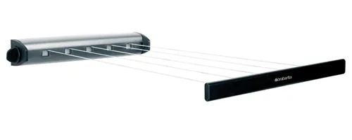 Brabantia Wandtrockner Pull-Out 4.4 m, Schwarz - Leinenlänge: 4.4 m - Detailfarbe: Silber - Weiss - Wäscheständer Art: Wandtrockner - Material: Aluminium