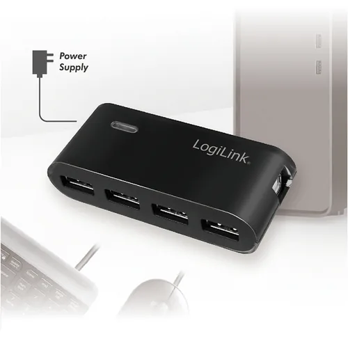 LogiLink UA0085 Schnittstellen-Hub USB 2.0 Type-A 480 Mbit/s Schwarz