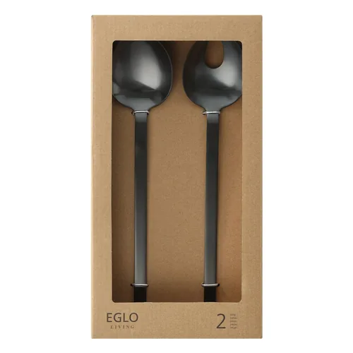 EGLO Salatbesteck Seoni 2-teilig, Schwarz Matt - Produkttyp: Salatbesteck  - Material: Edelstahl - Detailfarbe: Schwarz - Länge: 29 cm