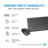 HP 230 Wireless Mouse and Keyboard Combo White clavier Souris incluse RF sans fil Blanc