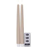 Star Trading LED-Stabkerzen Set Flamme Slim, 2 Stück, Beige - Betriebsart: Batteriebetrieb - Fernbedienung: Ja - Aussenanwendung: Nein - Höhe: 28.5 cm - Timerfunktion: Ja - Set: Ja