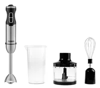 FURBER Stabmixer Pro Trio Edelstahl/Schwarz - Motorleistung: 1000 W - Funktionen: Pürieren - Turbo-Funktion - Zerkleinern - Schlagen - Mixen - Detailfarbe: Edelstahl - Schwarz - Kabelgebunden: Ja - Set: Ja