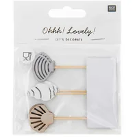 Rico Design Einweg-Party-Piekser Muscheln 6 Stück Weiss - Produkttyp: Einweg-Party-Piekser - Materialtyp: Holz - Material: Holz - Detailfarbe: Weiss - Länge: 7.5 cm
