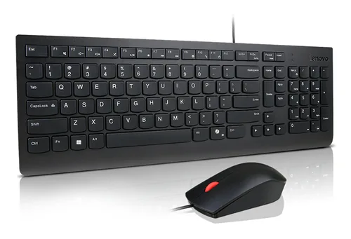 Lenovo Essential Wired Combo Black US Euro clavier Souris incluse Universel USB Noir