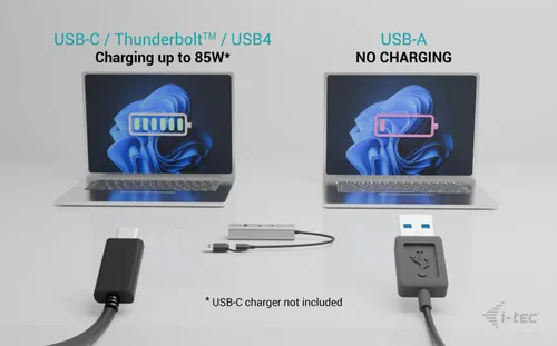 I-TEC Universal Charging Metal HUB 2x USB-C 3.2 Gen.1 + 2x USB-A 3.2 Gen.1 1x USB-C PD 85W