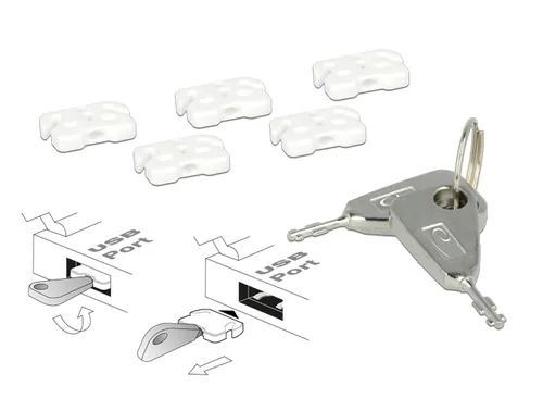 DELOCK USB Port Blocker für USB A Buchsen 5er Set