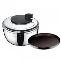 WMF Salatschleuder Gourmet 24 cm, Schwarz/Silber - Material: Edelstahl 18/10 - Detailfarbe: Silber - Schwarz - Spülmaschinenfest: Ja - Durchmesser: 24 cm - Systemart: Drehsystem