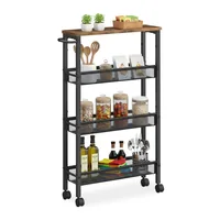 relaxdays Nischenwagen 77 x 13 x 45.5 cm Schwarz/Braun - Tiefe: 45.5 cm - Breite: 13 cm - Höhe: 77 cm - Detailmaterial: Eisen - Kunststoff - Mitteldichte Holzfaserplatte (MDF) - Grundmaterial: Holz - Kunststoff - Metall