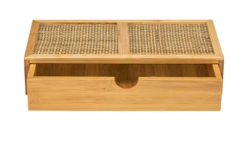 Wenko Aufbewahrungsbox Allegre mit Schublade, Hellbraun - Materialtyp: Holz - Material: Rattan - Detailfarbe: Hellbraun - Produkttyp: Aufbewahrungsbox