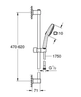 GROHE Duschsystem Vitalio Comfort 110 Chrom - Anzahl Strahlarten: 3 - Ausführung: Ohne Mischer - Material: Kunststoff - Metall - Detailfarbe: Chrom - Schlauchlänge: 1.75 m - Produktfamilie: Start