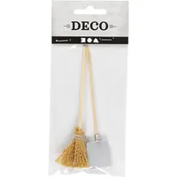 Creativ Company Mini-Utensilien Besen und Schaufel - Detailfarbe: Ahorn - Gelb - Grau - Material: Sperrholz - Verpackungseinheit: 1 Stück - Motiv: Halloween - Wichtel - Anlass: Weihnachten - Universal