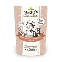 Betty's Landhausküche Nassfutter Huhn mit Lachs & Borretschöl, 100 g - Tierbedürfnis: Haut & Fell - Verdauung - Magen & Darm - Geschmacksrichtung: Fisch - Geflügel - Zertifikate: Keine Zertifizierung - Fleischsorte: Huhn - Lachs - Packungsgrösse: 100 g - 
