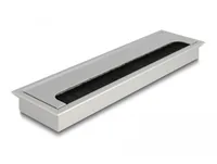 Delock Einbaurahmen für Tisch mit Bürste 280x80x28mm, Silber - Zubehörtyp Steckerleisten: Einbaurahmen