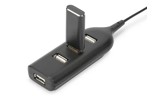 DIGITUS USB-Hub 4-Port 2.0->4xA2.0 integr. Kabel schwarz