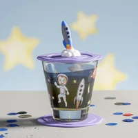 Leonardo Kindertrinkglas Avventura 215 ml, 3-teilig, Weltall - Art: Kindertrinkglas - Materialtyp: Glas - Material: Kalk-Natron-Glas - Eigenschaften: Keine Eigenschaft - Detailfarbe: Schwarz - Weiss - Lila - Spülmaschinenfest: Ja