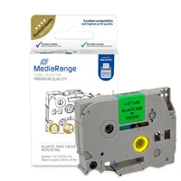 MediaRange Plastic tape cassette, for label printers using Brother TZ-731/TZe-731, permanent adhesive, 12mm, 8m, laminated, black on green
