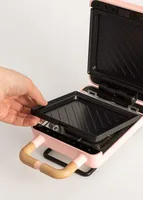 Create Waffeleisen Stone 2 in 1 Compact Pastellrosa - Leistung: 800 W - Anzahl pro Durchgang: 1 - Motiv: Würfel