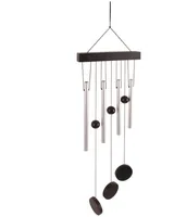 Esschert Design Windspiel mit 4 Aluminiumröhrchen - Motiv: Wimpel - Detailfarbe: Silber