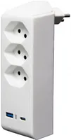 Brennenstuhl Abzweigstecker 3 x T13, 1 x USB A, 1 x USB C, 300° drehbar - Detailfarbe: Weiss - Schalter: Nein - Steckdosenanzahl: 3 - Ausstattung: drehbar 300° - 1x USB-C - 1x USB-A - Kinderschutz: Nein