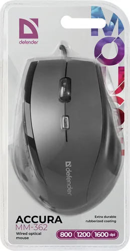 MOUSE DEFENDER ACCURA MM-362 CZARNA OPTICAL 1600DPI 6P