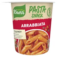Knorr Pasta Snack Arrabbiata 68 g - Produkttyp: Pastagerichte - Nährwertangabe pro: 100 g - Energiegehalt (in kj): 415 KJ - Energiegehalt (in kcal): 98 Kcal - Fett: 1.3 g - Gesättigte Fettsäuren: 0.6 g