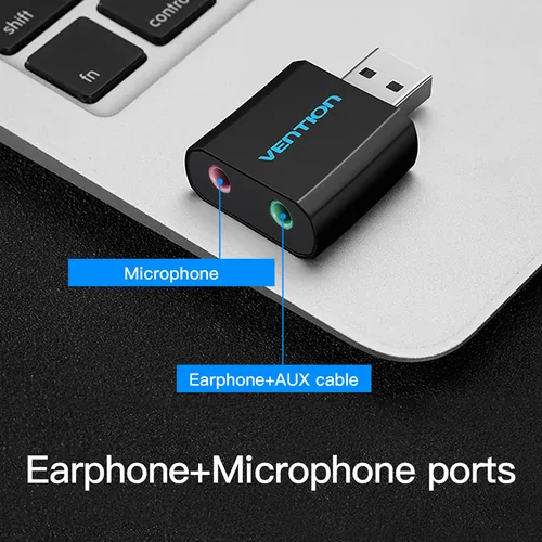 Vention USB External Sound Card Black Metal Type