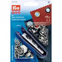 Prym Ösen + Scheiben 8 mm, Silber, 24 Stück - Verpackungseinheit: 24 Stück - Detailfarbe: Silber - Produkttyp: Ösen