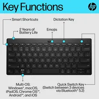 HP 350 BLK Compact Multi-Device Keyboard tastiera Casa Bluetooth Nero