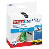 tesa Klettband-Rolle On & Off 20 mm x 2.5 m, Schwarz - Breite: 20 mm - Länge: 2.5 m - Produkttyp: Klettband-Rolle - Ausstattung Kabelmanagement: Zuschneidbar - Haftend - Wiederverwendbar - Verpackungseinheit: 1 Stück - Material: Kunststoff
