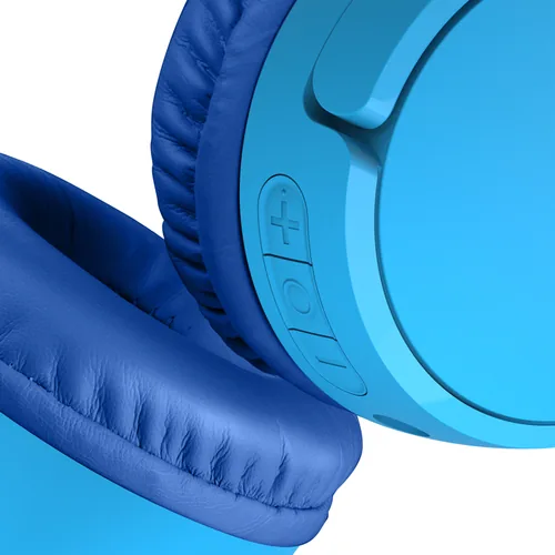 Belkin Wireless On-Ear-Kopfhörer SoundForm Mini Blau - Detailfarbe: Blau - Kopfhörer Ausstattung: Lautstärkebegrenzung - Spritzwassergeschützt - Verbindungsmöglichkeiten: 3 -5 mm Klinke (Klinkenstecker) - Bluetooth - Einsatzbereich: Kinderkopfhörer - Trag
